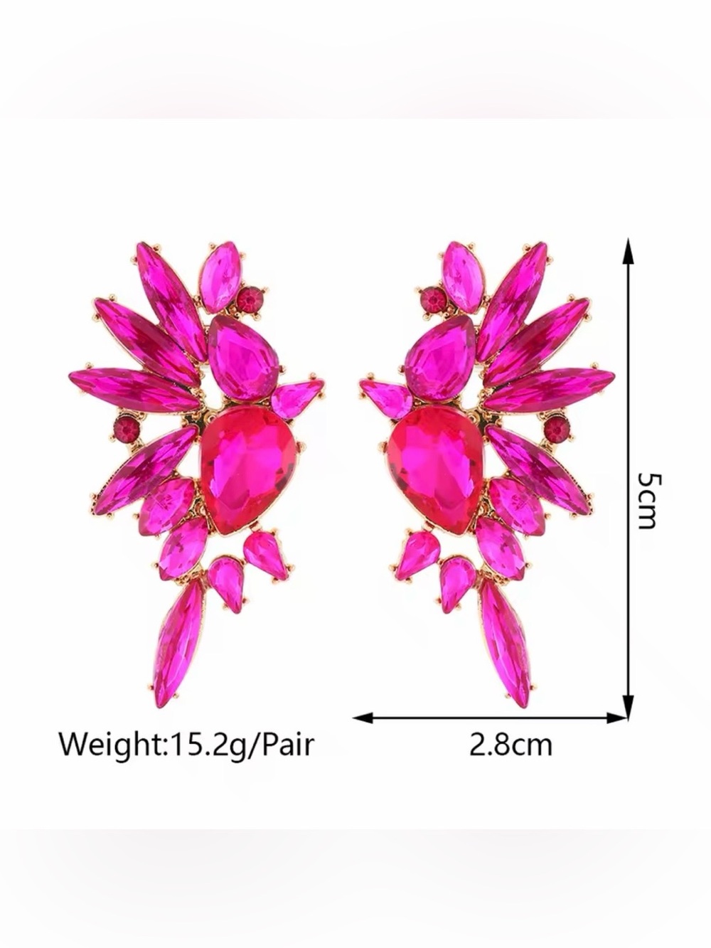 New Pink Floral Statement Earrings